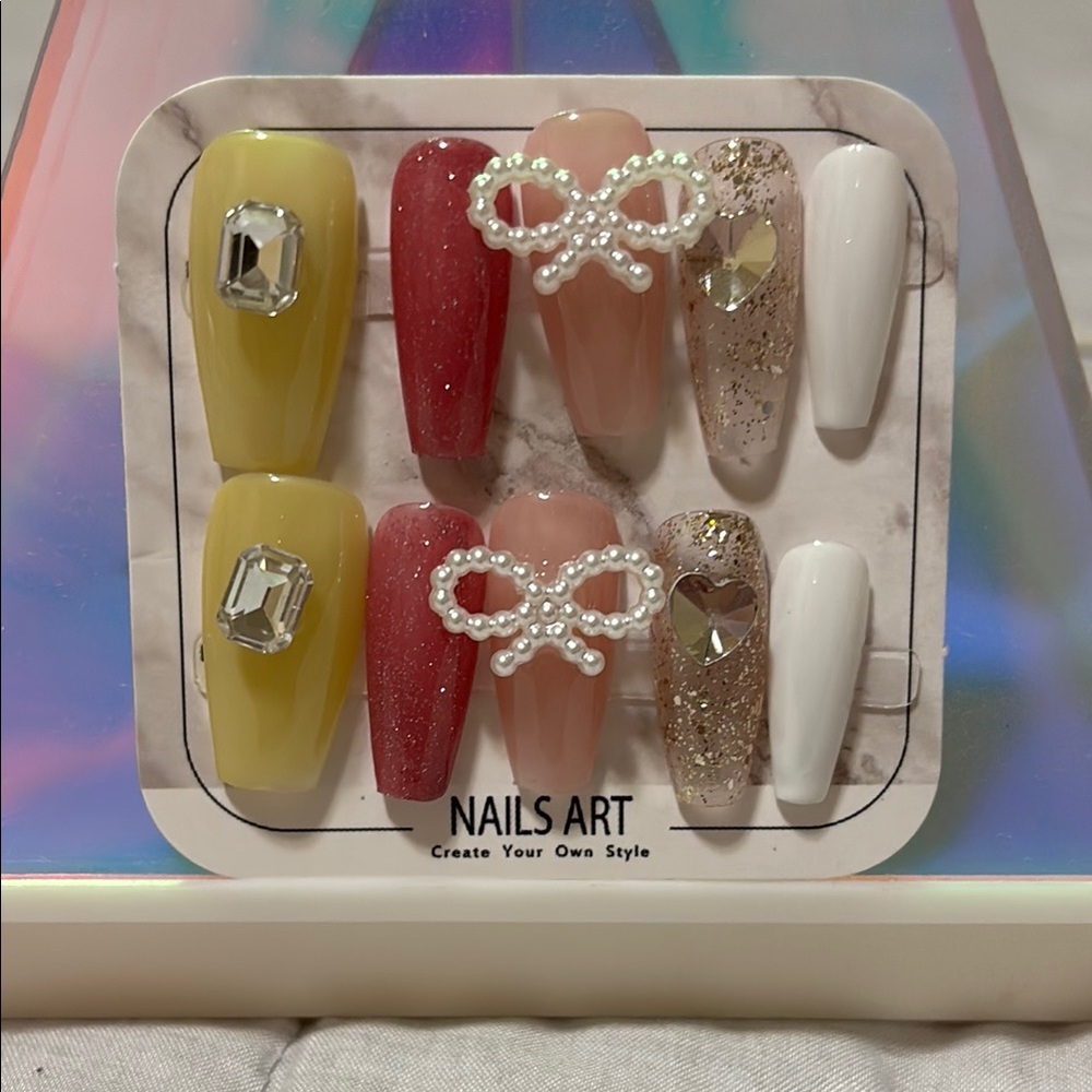 Colorful Nail Art Set with Rhinestones